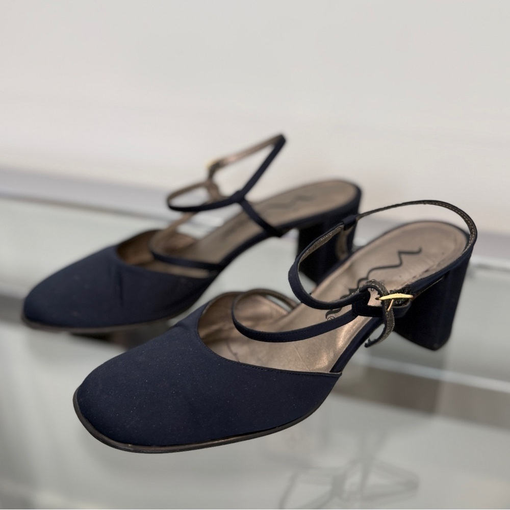 Nina Navy Blue Block Heel Sandals (8)
